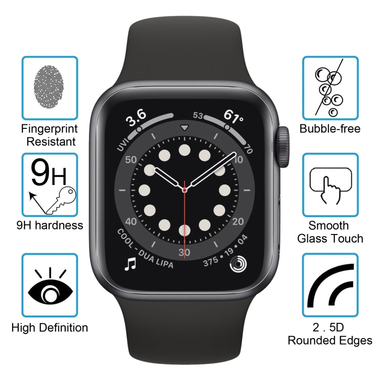 9H 2.5D Tempered Glass Film For Apple Watch Series 6 / 5 / 4 / Watch SE 44mm