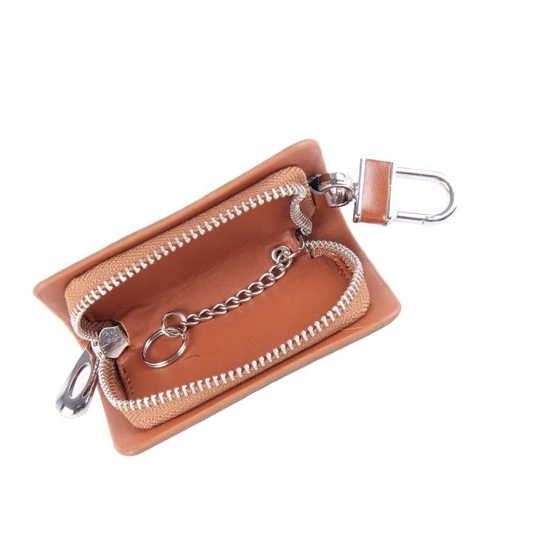 Universal Leather Flash Powder Texture Waist Hanging Zipper Wallets Key Holder Bag (No Include Key), Flash Powder Texture Brown