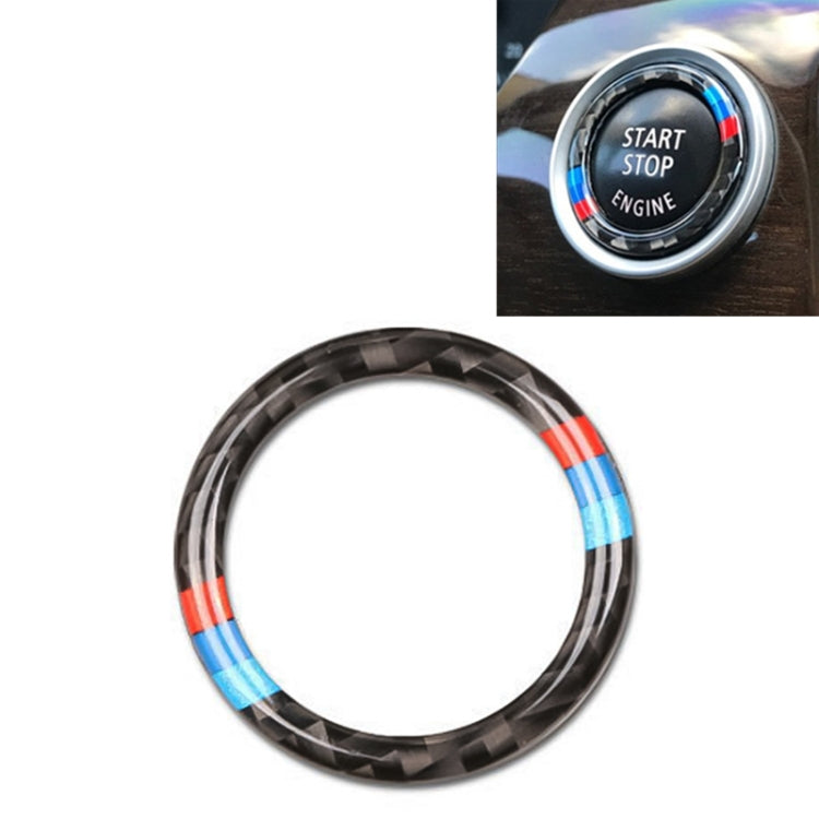 Car Carbon Fiber Soft Panel Engine Start Key Push Button Ring Trim Decorative Sticker for BMW E90 / E92 / E93 2005-2012, Soft Ring Trim Decorative Sticker