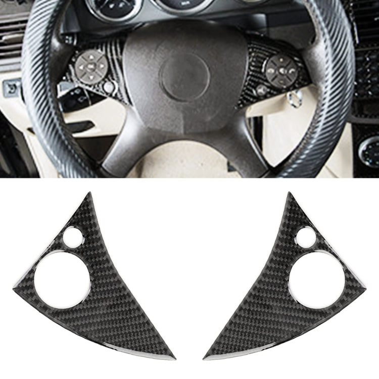2 PCS Car Steering Wheel Button Carbon Fiber Decorative Sticker for Mercedes-Benz W204 2007-2010, Steering Wheel Button