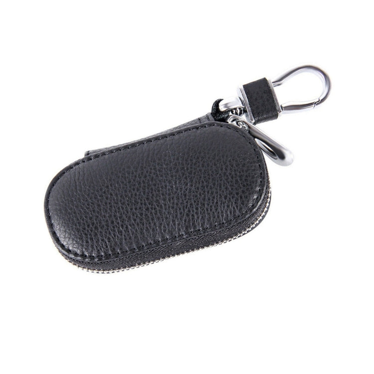 Universal Pure Cow Leather Waist Hanging Zipper Wallets Key Holder Bag (No Include Key), Key Holder Bag Black