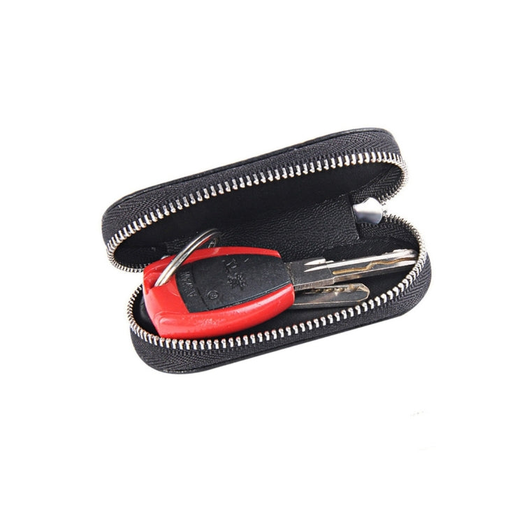 Universal Pure Cow Leather Waist Hanging Zipper Wallets Key Holder Bag (No Include Key), Key Holder Bag Black