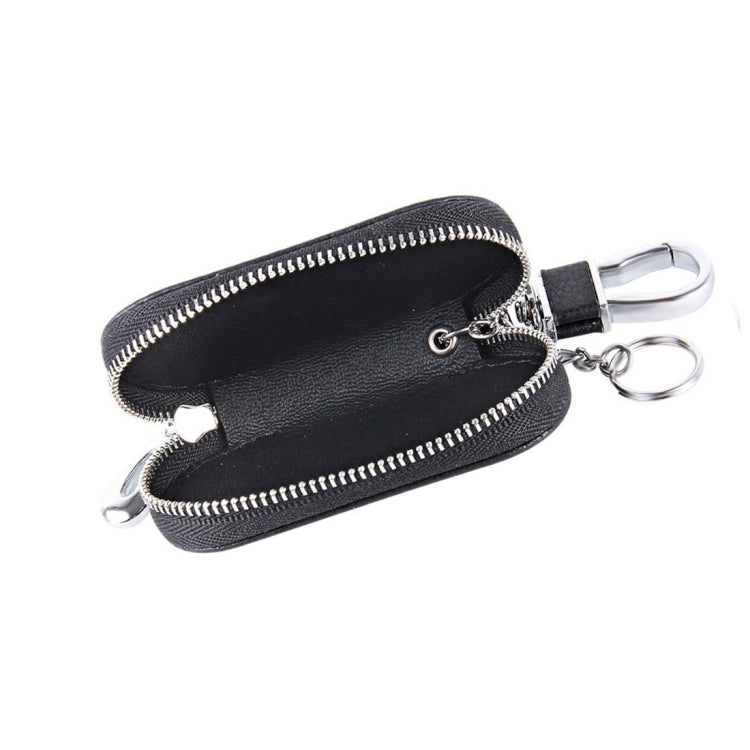 Universal Pure Cow Leather Waist Hanging Zipper Wallets Key Holder Bag (No Include Key), Key Holder Bag Black