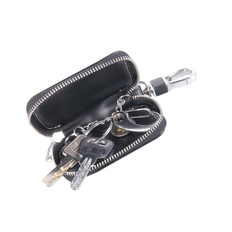 Universal Leather Flash Powder Texture Waist Hanging Zipper Wallets Key Holder Bag (No Include Key), Flash Powder Texture Black