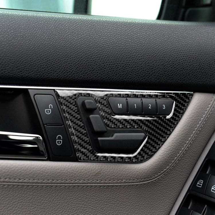 2 PCS Car Carbon Fiber Left Drive Seat Adjustment Panel Decorative Sticker for Mercedes-Benz W204 2007-2013, Left Drive Seat Adjustment (A)