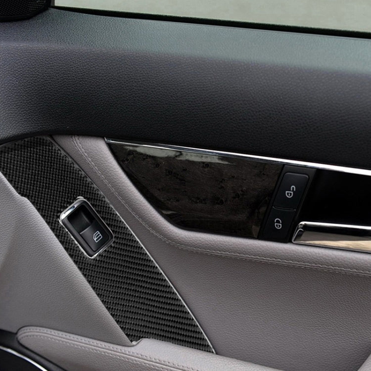 2 PCS Car Carbon Fiber Window Lift Panel Decorative Sticker for Mercedes-Benz W204 C Class 2007-2013, Left Drive, Window Lift Panel