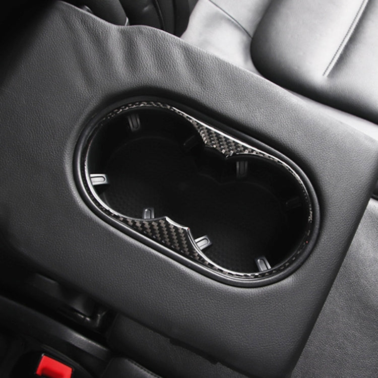 Car Carbon Fiber Rear Armrest Water Cup Holder Panel Decorative Sticker for Volkswagen Touareg, Rear Armrest Water Cup Holder