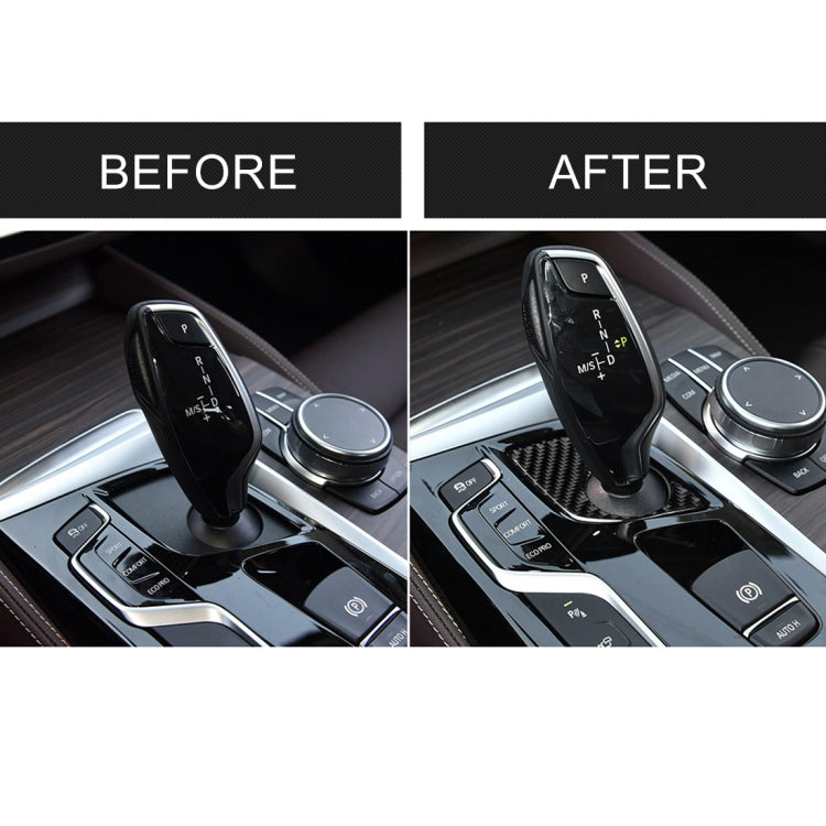 Car Carbon Fiber Gear Lever Lower Panel Decorative Sticker for BMW 5 Series G38 528Li / 530Li / 540Li 2018, Left Drive, Gear Lever Lower
