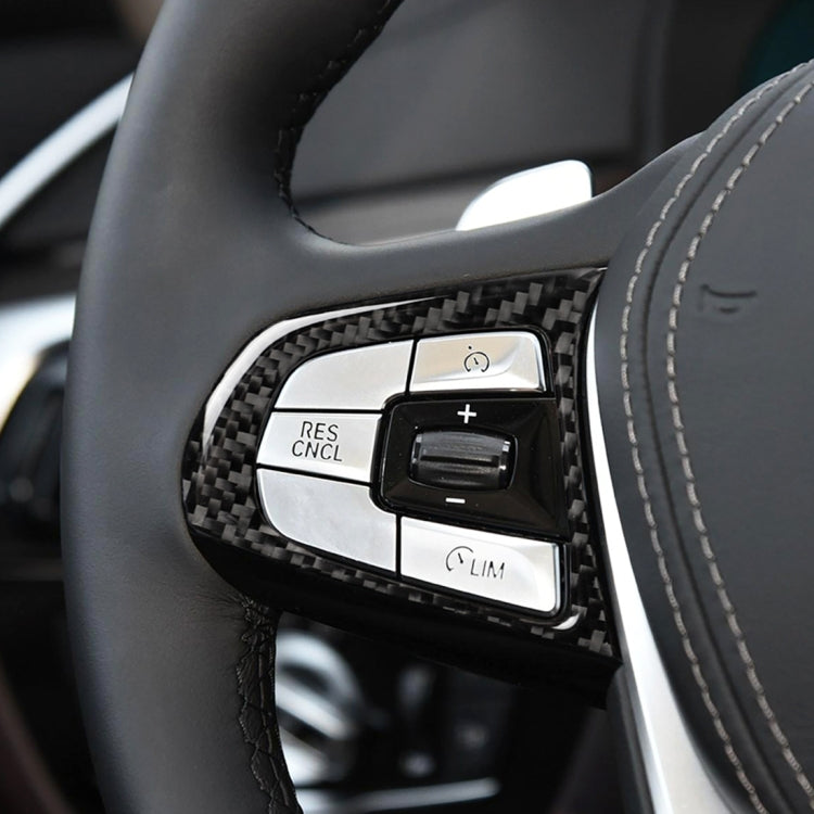 Car Carbon Fiber Steering Wheel Button Configuration B Decorative Sticker for BMW 5 Series G30/G38 X3 G01/G08, Steering Wheel Button