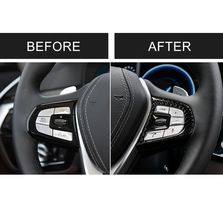 Car Carbon Fiber Steering Wheel Button Configuration B Decorative Sticker for BMW 5 Series G30/G38 X3 G01/G08, Steering Wheel Button