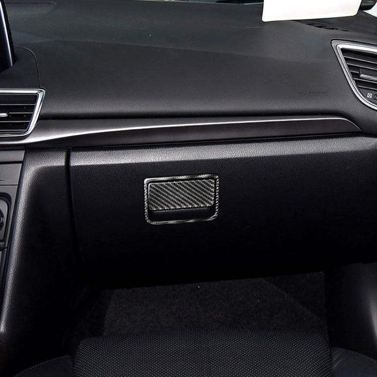 Car Carbon Fiber Front Passenger Seat Storage Box Decorative Sticker for Mazda Axela 2017-2018, Front Passenger Seat Storage Box