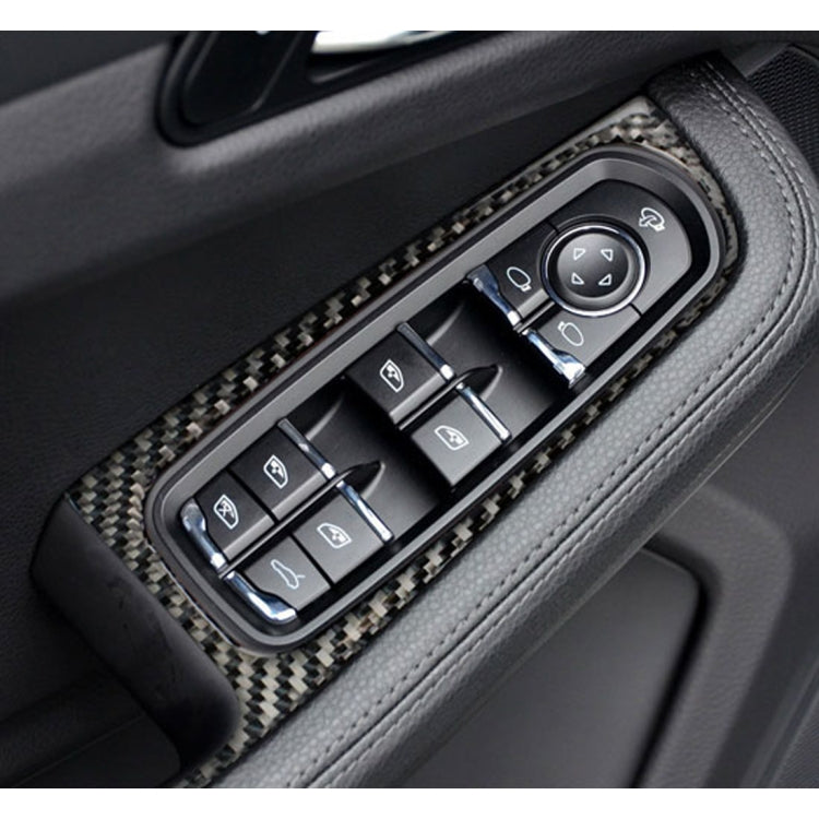 4 PCS Carbon Fiber Car Window Button Panel Decorative Sticker for Porsche Macan, Window Button Panel