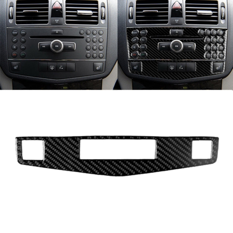 Car Carbon Fiber Center Console Panel Decorative Sticker for Mercedes-Benz W204 C Class 2007-2010, Center Console Panel