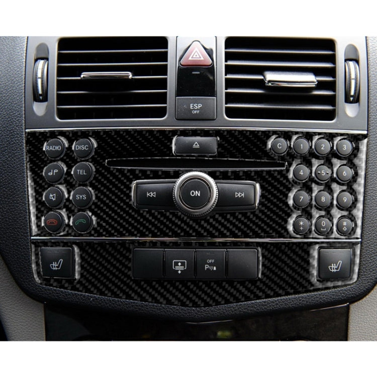 Car Carbon Fiber Center Console Panel Decorative Sticker for Mercedes-Benz W204 C Class 2007-2010, Center Console Panel