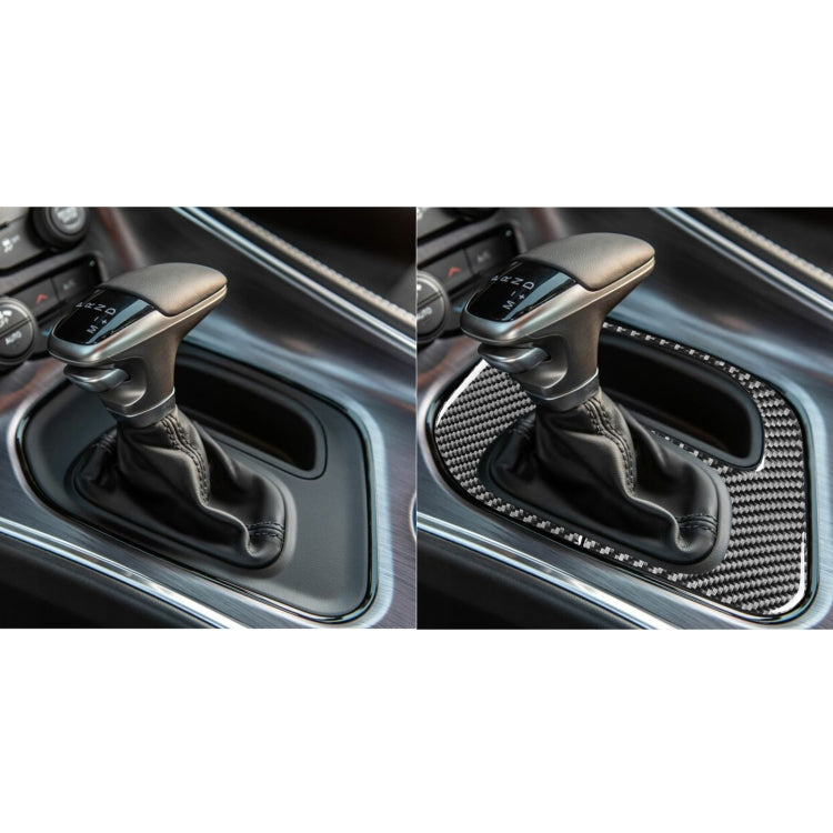 Carbon Fiber Car Gear Panel Decorative Sticker for Dodge Challenger 2015 to Now, Left Driving, Gear Panel