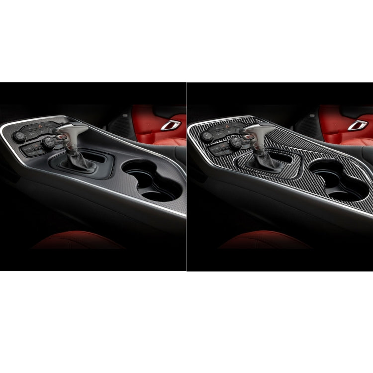 4 PCS / Set Carbon Fiber Car Central Control Gear Decorative Sticker for Dodge Challenger 2015 to Now, Left Driving, Central Control Gear(4 PCS / Set)