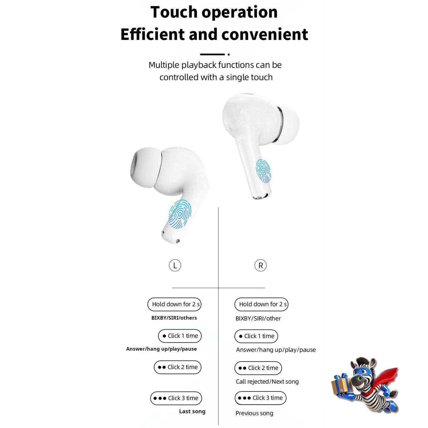 TRENDING - In Ear Pods - high quality deep bass - with Touch screen control case.