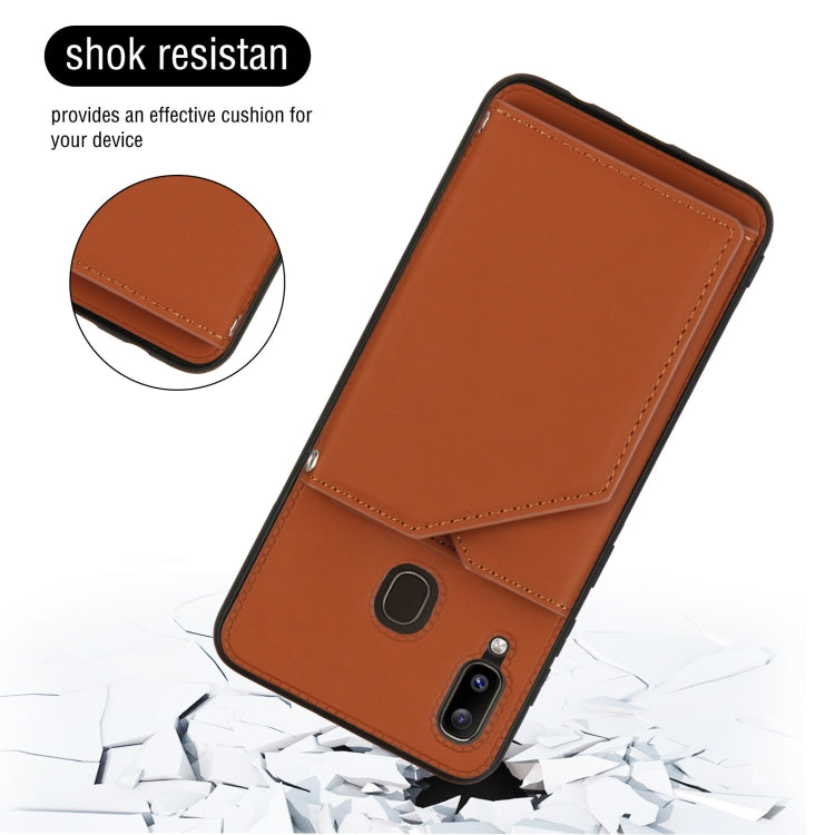 Skin Feel PU + TPU + PC Back Cover Shockproof Case with Card Slots & Holder & Photo Frame, For Samsung Galaxy A20 & A30, For Samsung Galaxy A31, For Samsung Galaxy A51, For Samsung Galaxy M51, For Samsung Galaxy M80s & A91, For Samsung Galaxy S20+