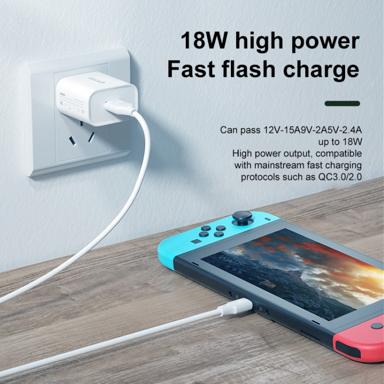 WK WP-U57 18W Speed QC3.0 Fast Charger + USB to Type-C / USB-C Data Cable, US Plug, EU Plug, UK Plug