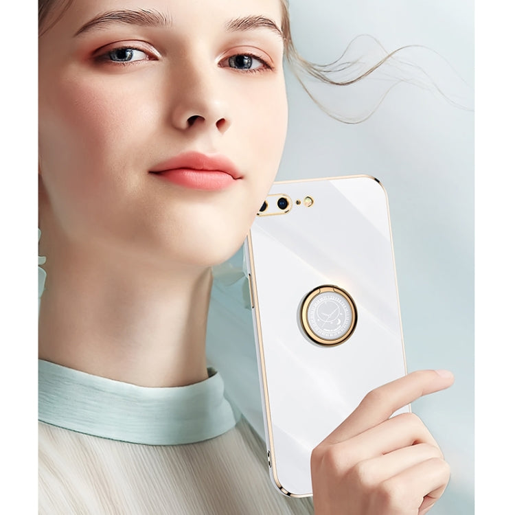 XINLI Straight Edge 6D Electroplate TPU Phone Case with Ring Holder, For iPhone 6 / 6s, For iPhone 6 Plus / 6s Plus, For iPhone 8 Plus / 7 Plus, For iPhone SE 2022 / SE 2020 / 8 / 7, For iPhone 11, For iPhone 11 Pro