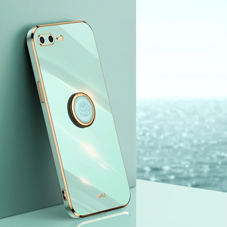 XINLI Straight Edge 6D Electroplate TPU Phone Case with Ring Holder, For iPhone 6 / 6s, For iPhone 6 Plus / 6s Plus, For iPhone 8 Plus / 7 Plus, For iPhone SE 2022 / SE 2020 / 8 / 7, For iPhone 11, For iPhone 11 Pro