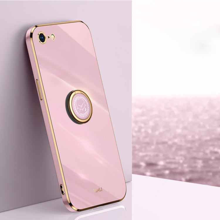 XINLI Straight Edge 6D Electroplate TPU Phone Case with Ring Holder, For iPhone 6 / 6s, For iPhone 6 Plus / 6s Plus, For iPhone 8 Plus / 7 Plus, For iPhone SE 2022 / SE 2020 / 8 / 7, For iPhone 11, For iPhone 11 Pro