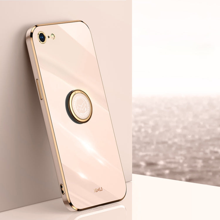 XINLI Straight Edge 6D Electroplate TPU Phone Case with Ring Holder, For iPhone 6 / 6s, For iPhone 6 Plus / 6s Plus, For iPhone 8 Plus / 7 Plus, For iPhone SE 2022 / SE 2020 / 8 / 7, For iPhone 11, For iPhone 11 Pro