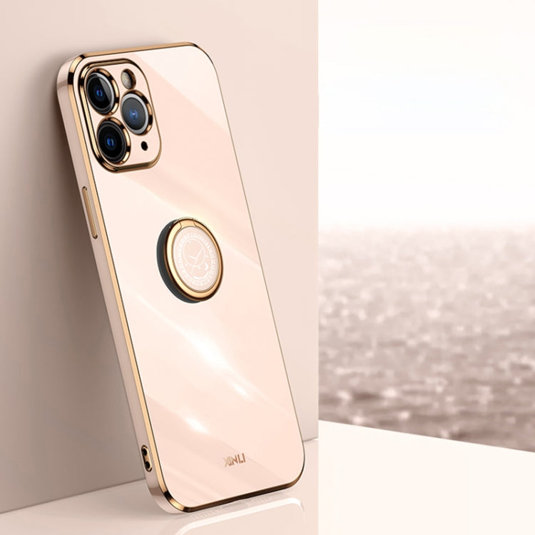 XINLI Straight Edge 6D Electroplate TPU Phone Case with Ring Holder, For iPhone 6 / 6s, For iPhone 6 Plus / 6s Plus, For iPhone 8 Plus / 7 Plus, For iPhone SE 2022 / SE 2020 / 8 / 7, For iPhone 11, For iPhone 11 Pro
