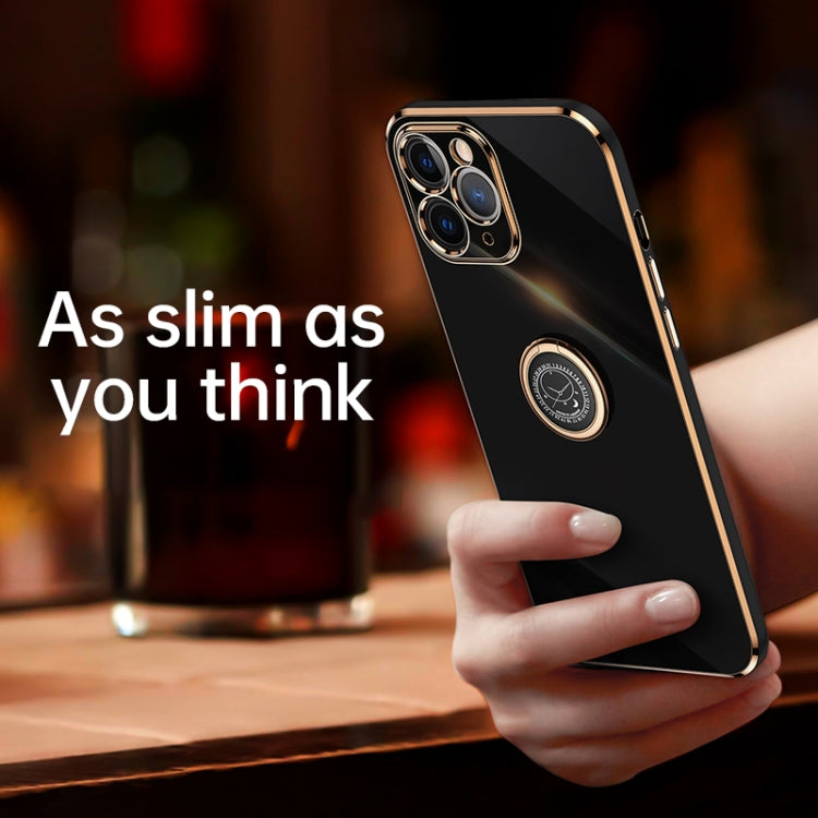 XINLI Straight Edge 6D Electroplate TPU Phone Case with Ring Holder, For iPhone 11 Pro Max, For iPhone 12, For iPhone 12 mini, For iPhone 12 Pro, For iPhone 12 Pro Max, For iPhone X