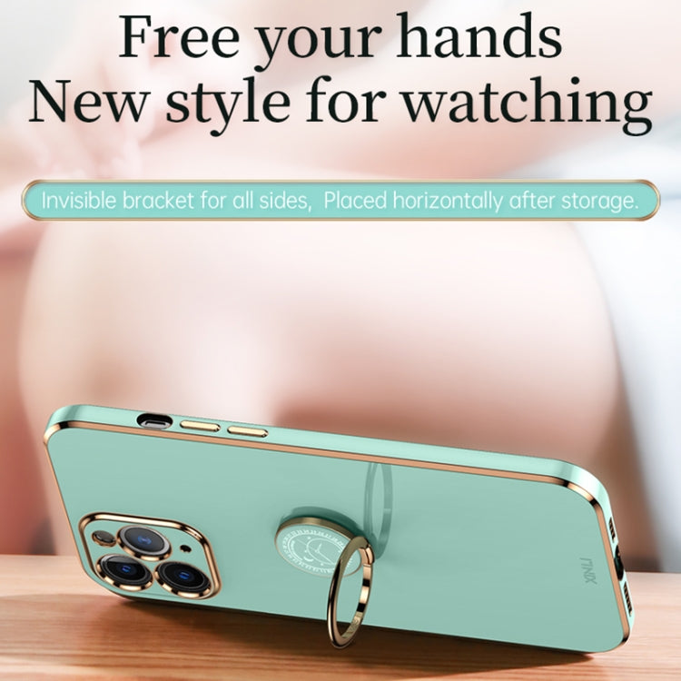 XINLI Straight Edge 6D Electroplate TPU Phone Case with Ring Holder, For iPhone 11 Pro Max, For iPhone 12, For iPhone 12 mini, For iPhone 12 Pro, For iPhone 12 Pro Max, For iPhone X