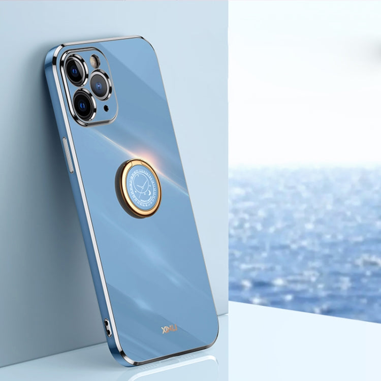 XINLI Straight Edge 6D Electroplate TPU Phone Case with Ring Holder, For iPhone 11 Pro Max, For iPhone 12, For iPhone 12 mini, For iPhone 12 Pro, For iPhone 12 Pro Max, For iPhone X