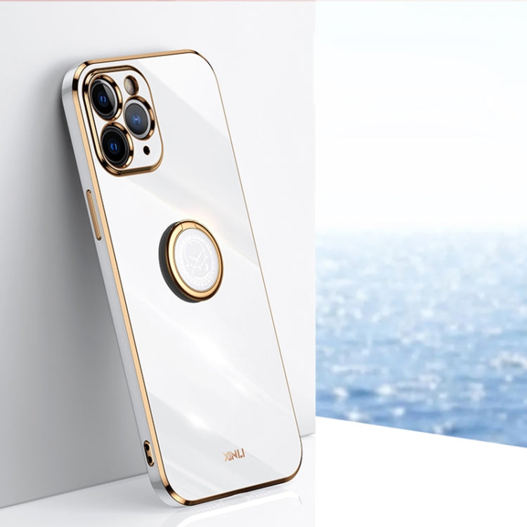 XINLI Straight Edge 6D Electroplate TPU Phone Case with Ring Holder, For iPhone 11 Pro Max, For iPhone 12, For iPhone 12 mini, For iPhone 12 Pro, For iPhone 12 Pro Max, For iPhone X