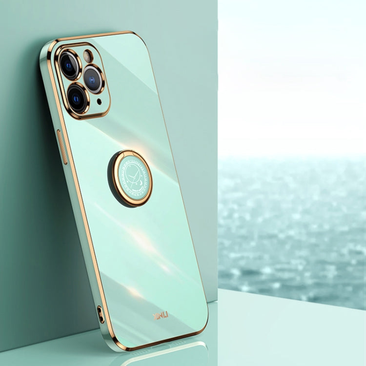 XINLI Straight Edge 6D Electroplate TPU Phone Case with Ring Holder, For iPhone 11 Pro Max, For iPhone 12, For iPhone 12 mini, For iPhone 12 Pro, For iPhone 12 Pro Max, For iPhone X