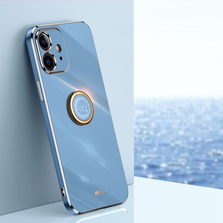 XINLI Straight Edge 6D Electroplate TPU Phone Case with Ring Holder, For iPhone 11 Pro Max, For iPhone 12, For iPhone 12 mini, For iPhone 12 Pro, For iPhone 12 Pro Max, For iPhone X