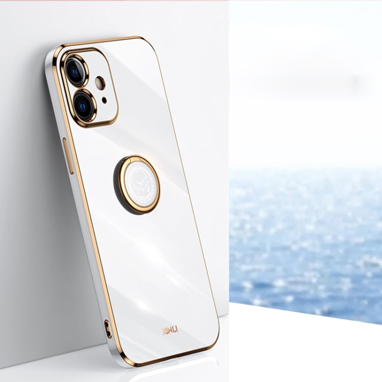 XINLI Straight Edge 6D Electroplate TPU Phone Case with Ring Holder, For iPhone 11 Pro Max, For iPhone 12, For iPhone 12 mini, For iPhone 12 Pro, For iPhone 12 Pro Max, For iPhone X