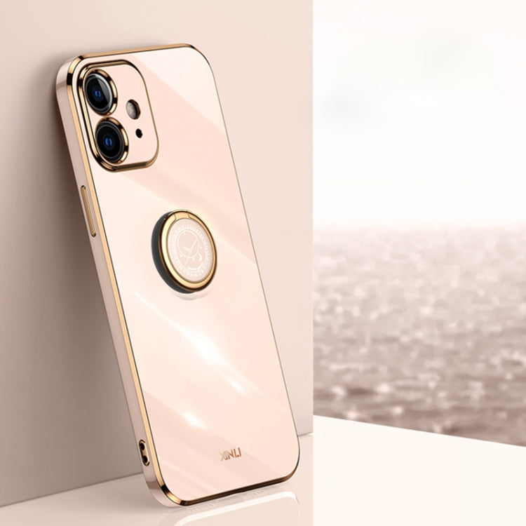 XINLI Straight Edge 6D Electroplate TPU Phone Case with Ring Holder, For iPhone 11 Pro Max, For iPhone 12, For iPhone 12 mini, For iPhone 12 Pro, For iPhone 12 Pro Max, For iPhone X