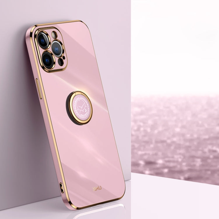 XINLI Straight Edge 6D Electroplate TPU Phone Case with Ring Holder, For iPhone 11 Pro Max, For iPhone 12, For iPhone 12 mini, For iPhone 12 Pro, For iPhone 12 Pro Max, For iPhone X