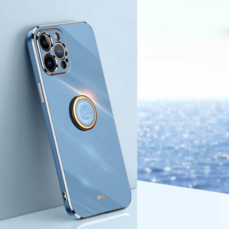XINLI Straight Edge 6D Electroplate TPU Phone Case with Ring Holder, For iPhone 11 Pro Max, For iPhone 12, For iPhone 12 mini, For iPhone 12 Pro, For iPhone 12 Pro Max, For iPhone X
