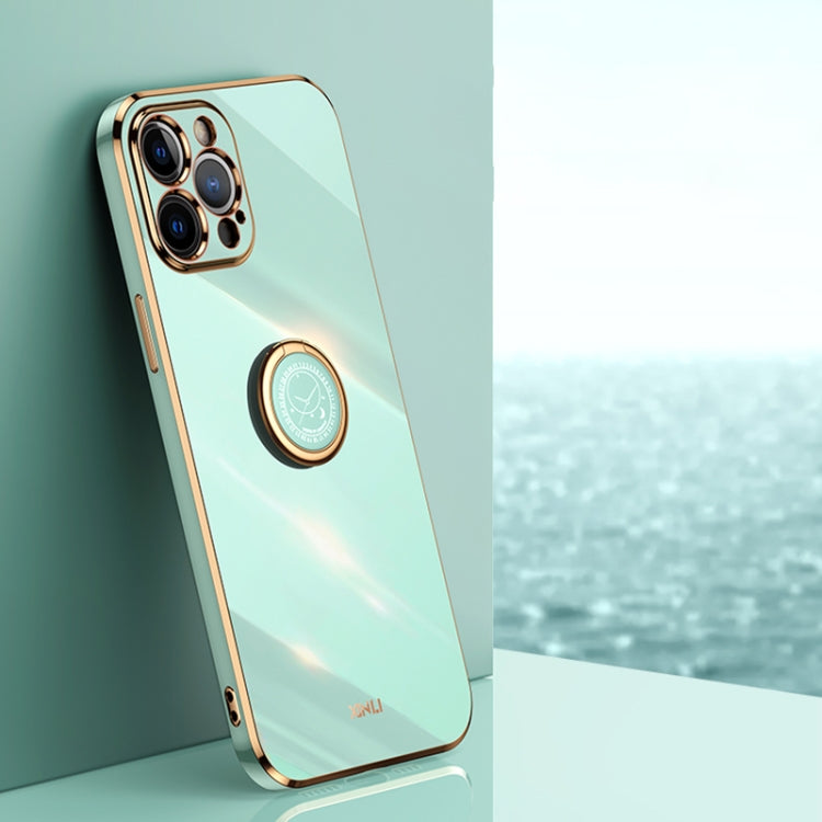 XINLI Straight Edge 6D Electroplate TPU Phone Case with Ring Holder, For iPhone 11 Pro Max, For iPhone 12, For iPhone 12 mini, For iPhone 12 Pro, For iPhone 12 Pro Max, For iPhone X