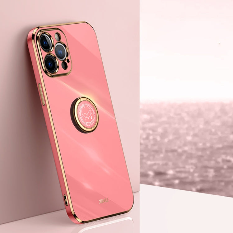 XINLI Straight Edge 6D Electroplate TPU Phone Case with Ring Holder, For iPhone 11 Pro Max, For iPhone 12, For iPhone 12 mini, For iPhone 12 Pro, For iPhone 12 Pro Max, For iPhone X