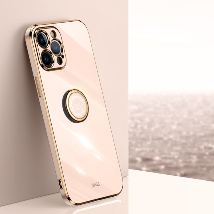 XINLI Straight Edge 6D Electroplate TPU Phone Case with Ring Holder, For iPhone 11 Pro Max, For iPhone 12, For iPhone 12 mini, For iPhone 12 Pro, For iPhone 12 Pro Max, For iPhone X