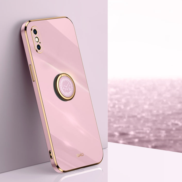 XINLI Straight Edge 6D Electroplate TPU Phone Case with Ring Holder, For iPhone 11 Pro Max, For iPhone 12, For iPhone 12 mini, For iPhone 12 Pro, For iPhone 12 Pro Max, For iPhone X