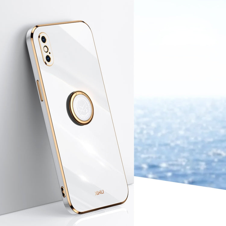 XINLI Straight Edge 6D Electroplate TPU Phone Case with Ring Holder, For iPhone 11 Pro Max, For iPhone 12, For iPhone 12 mini, For iPhone 12 Pro, For iPhone 12 Pro Max, For iPhone X