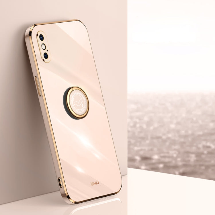 XINLI Straight Edge 6D Electroplate TPU Phone Case with Ring Holder, For iPhone 11 Pro Max, For iPhone 12, For iPhone 12 mini, For iPhone 12 Pro, For iPhone 12 Pro Max, For iPhone X