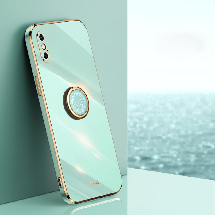 XINLI Straight Edge 6D Electroplate TPU Phone Case with Ring Holder, For iPhone 11 Pro Max, For iPhone 12, For iPhone 12 mini, For iPhone 12 Pro, For iPhone 12 Pro Max, For iPhone X