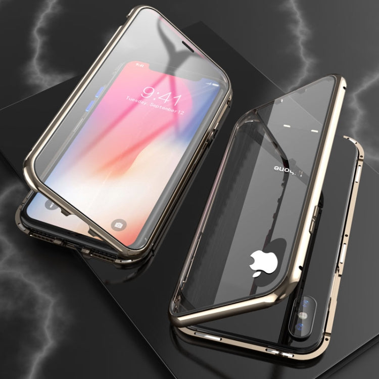 Ultra Slim Double Sides Magnetic Adsorption Angular Frame Tempered Glass Magnet Flip Case