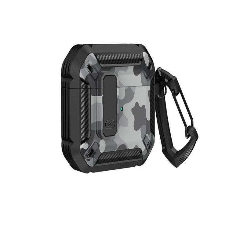 Two-Tone Printed Earphone Case with Switch Lock & Carabiner, For AirPods 1/2, For AirPods Pro, For AirPods 3