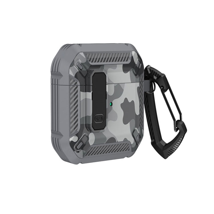 Two-Tone Printed Earphone Case with Switch Lock & Carabiner, For AirPods 1/2, For AirPods Pro, For AirPods 3