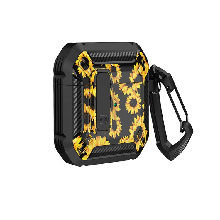 Two-Tone Printed Earphone Case with Switch Lock & Carabiner, For AirPods 1/2, For AirPods Pro, For AirPods 3