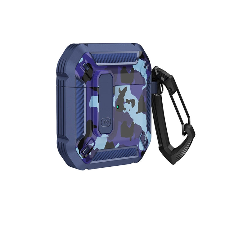Two-Tone Printed Earphone Case with Switch Lock & Carabiner, For AirPods 1/2, For AirPods Pro, For AirPods 3